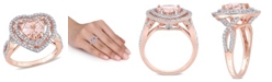 Macy's Morganite and Diamond Double Halo Heart Ring